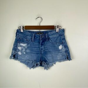 VTG‎ Abercrombie & Fitch Blue Denim Distressed Booty Shorts Size 25 Button Front